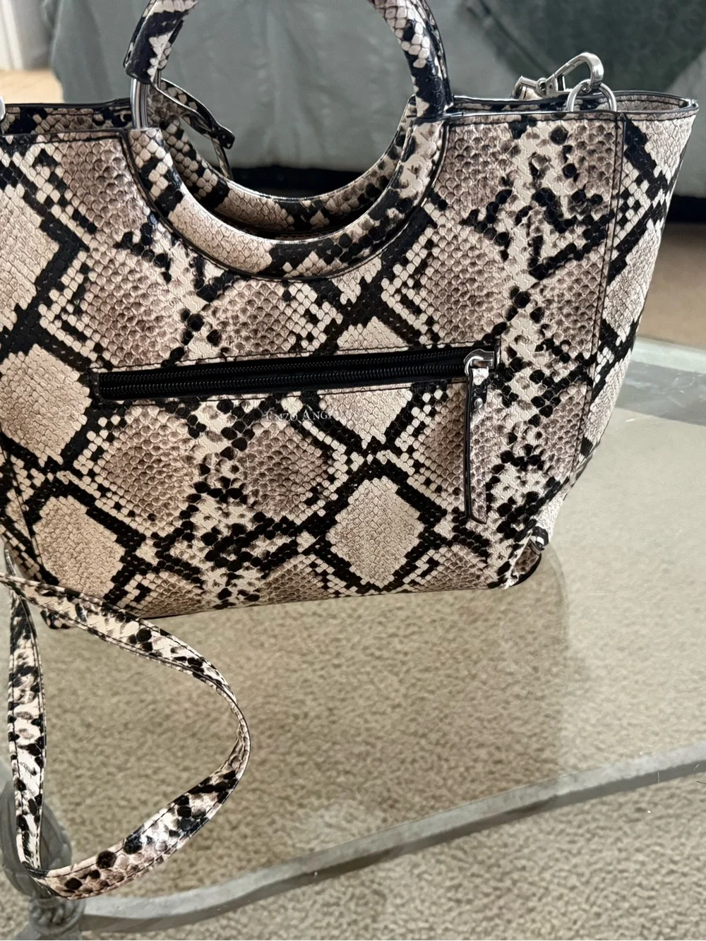 Enzo Angiolini Snake Skin Inspired Bucket Shoulder Bag
